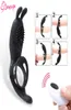 9 Speed Penis Vibrating Ring Male Rabbit Vibrator Time Delay Wireless Remote Silicone Rings Vibrator Sex Toys for Men Couple MX1919372348