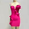 Klänning Factory Wholesale Women's Rose Red Spaghetti Strap Heart Rhinestones Sexig butik Kändis Cocktail Party Bandage Dress