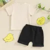 Set di abbigliamento per bambini Bambino estivo vestiti estivi a gamba gallo maglietta elastica pantaloncini in vita elastico