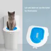 箱2023最新の猫トイレトイレトレーナー、猫のごみなしの再利用可能な猫のごみ箱、猫のトイレツールを教えるユニバーサルトレーニング