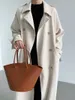 Autumn High-end Drape British Style Loose Mid Length Kne Length Trench Coat för kvinnors trendjacka