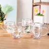 Verres à vin en verre borosilicaté résistant à la chaleur, Double couche, tasse à jus de lait domestique, Simple, Transparent, flocon de neige de noël, café