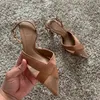 Kvinna Brown High Heels Women Sandals Summer Fashion Point Toe Low-Heel Pumpar Slingbacks Elegant Female Heeled Shoes 240229