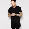 Deskorolka Tshirt O-Neck Longline T koszule Hip Hop krótki rękaw Wydłużona koszulka Czarna mężczyźni Tee Tee Summer Streetwear Style 240219