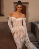 Charmina Mermaid koronkowe sukienki ślubne z długimi rękawami Kobiet Sweetheart Bride sukienka Seksowna bez tyłu