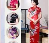 Vente chaude Nouveau style chinois femmes soie satin Tang costume Cheongsam printemps été jupes longues dames sexy impression robe robes de soirée QiPao taille S-6XL