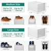 Medium 18 Pack Shoe Storage Box stapelbar plast sneaker Display Case Storage Box Shoe Rack Skor Organiser Vit Dammtät 240229