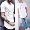 Moda męska Tshirt Summer krótki rękaw solidny czarny biały podstawowy długi styl o szyjka T -koszulka