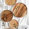 Plates Sale Japanese Wooden Appetizer Tray Simple Solid Wood Family Tea Plate Dinner Tableware. Snack Container Dishware