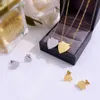 Europe Pendant Necklaces America Fashion Style Lady 316L Titanium steel Engraved Letter 18K Plated Gold Necklaces With Single Heart Pendant 3 Color 240302