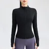 Haut de Yoga à fermeture éclair complète pour femmes, avec trous pour les pouces, veste de course, Fitness, extensible, manches longues, col rond, vêtements de sport, 240318