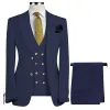 Suits Lansboter Khaki Men's Suit Slim 3 Pieces Passar Business Banket Dress Wedding Groom Sackar Jacka Vest With Pants Costume Homme