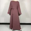 Abiti 15 colori Basic Plain Nida Abaya con cintura gratuita Donne musulmane di alta qualità Abito semplice e modesto Eid Ramadan Abbigliamento islamico