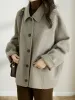 Jackets Warm Wool & Blends Coat for Women New Grey Single Breasted Autumn/Winter Jackets for Women 2023 Fashion Korean Women's Jacket