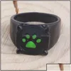 Anneaux de bande Dessin animé Black Cat Claw Bague Fille Garçon Vert Émail Amour Patte Imprimer Mignon Bijoux Kid Punk Anniversaire Cadeau Drop Livraison Yydhhom Dhu1Q