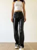 Jmprs 5Xl винтажные женские брюки из искусственной кожи с высокой талией, черные свободные брюки из искусственной кожи Y2K, уличная одежда, женские брюки 90-х годов 240222