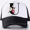 Bola bonés flor letra fonte uma malha beisebol mulheres homens ajustável snapback chapéus para hip hop boné de caminhoneiro streetwear pai chapéu