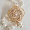 Clastic Flower Pearl Chain Pendant Necklace Jewelry For Women 240227