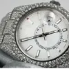 Iced Out Diamond Watch Custom Fullt med full guld Sier Moissanite VVS Diamond Watch för män och kvinnor