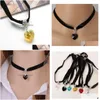 Colliers pendentifs Japon Harajuku Collier en forme de coeur Pendentif en résine avec chaîne Veet Vintage Peach Choker pour les filles 6 couleurs Drop Deli Dhwtc