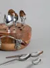 Ensembles de vaisselle Cuillère plaquée argent sculptée à la main Simplicité moderne Vaisselle de cuisine domestique Ensemble de soupe en bois de manguier avec boîtes de rangement