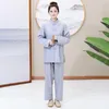 Etnische kleding vrouwen monniksgewaad kleding tops en broeken boeddhistische grijze Chinese boeddhisme arhat toga set uniform