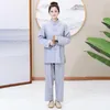 Ethnische Kleidung Frauen Mönch Robe Kleidung Tops und Hosen buddhistische grau chinesische Buddhismus Arhat Kleid Set Uniform