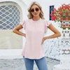 Camisetas de moda para mujer, camisetas de manga con volantes de colores sólidos, camisas de manga corta de verano, ropa informal para mujer 2024