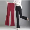 Capri Elegante Skinny Elastische Stretch Flare Broek Vrouwen Koreaanse Mode Hoge Taille Bell Bottom Kantoor Dame Broek Lente Enkellengte 93 cm