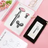 Roller 3in1 Electric Rose Quartz Jade Roller and Face Massager Set Face Care Tools Eye Massager and 3D Face, Head, Arms,Neck Massager