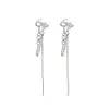 S Sier Needle Super Immortal Style Long Tassel with Advanced Design and Exquisite Zircon Bow Earrings