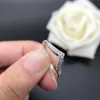 Anéis de cluster Au585 0.33ct corte redondo d vvs1 moissanite casamento banda sólida 14k anel de ouro branco para mulheres jóias carimbadas r043