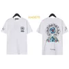 Classiques hommes t-shirts coeur haute qualité marque col rond Chromes manches courtes hauts T-shirts décontracté fer à cheval sanskrit croix impression Chromees coeurs hauts 2024