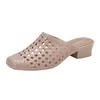 Casual Ofert Buty Summer 380 Slip-On Women Kaptaki kwadratowe palce średnie obcasy sandały kobiet plażę zapatos de mujer 53 30