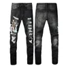 Man Jeans Designer Jean Purple Jeans Brand Skinny Slim Fit Hole Luxury Ripped Biker Calças Skinny Pant Stack Menve