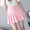 Skirts Spring Autumn Pleated Women's Short Skirt High Waist Slim A-line Half College Student Commuter Zipper Girl Gray