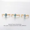 LAMOON Natural Topaz Rings For Women Gemstone Ring Blue 925 Sterling Silver K Gold Plated Wedding Engagement RI178 240227