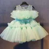 Bebé niñas tul princesa vestido flor elegante 1er bautismo fiesta de cumpleaños vestido de bola sin mangas niños boda noche formal 240301