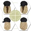 Snapbacks Shangzi Newsboy Cap/chapeau Perruque 10 pouces Ondulés Bouclés Synthétiques Perruques Naturel Baseball Chapeau Perruques Chapeau Attaché Synthétique Extensions de Cheveux