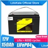 배터리 Liitokala LifePo4 12.8V 12V 150AH 리튬 배터리 팩 1200W 보트 용 100A BMS 태양 에너지 저장 골프 카트 RV 인버터 DHRD0