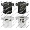 Maillots de baseball Nouveau personnalisé Japon Samurai 16 Shohei Ohtani film maillot de baseball double couture n'importe quel nom et numéro noir blanc rayé haut à fines rayures