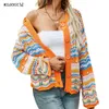 Cardigan for Women Rainbow Color Striped Sweater Cardigan Women Casual Cardigan Front Open Sweaters Hollow Out Daily Outfit 240219