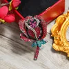 Brosches Elegant Vintage Full Crystal Bird Flower Badges For Women Lady Palace Retro Utsökta glänsande butik Design Pins Gift