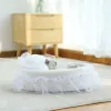 マットプリンセス猫ベッドソフトレースペット猫のための子猫子犬のソファ温かい丸い丸い巣枕クッション猫のアクセサリー