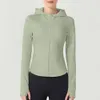 Lu Align Coat al Women Clothing New Air Layer Sportsトップフィットスリムウエストラップジッパーフードドレス長袖レモンLLジョガーLU-08 2024