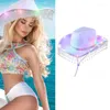 Bérets Chapeaux de cowboy de vacances Chapeau de Panama brillant avec pendentif pour filles adolescentes Carnaval Festival de musique