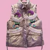 Women's Vests 2024 Vest Autumn Winter Wear Coat Heavy Industry Fashion Personality Cartoon Purple Cotton Jacket