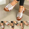 Sandálias Mulheres Sandálias Mulher Verão Oco Out Roman Shoes 2024 Womens Gladiator Open Toe Beach Flats Senhoras Calçados Plus Size 35-43 T240302