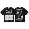 デザイナーTシャツHellstaa Fashion Men Women Shird Street Graffiti Lettering Hip Hop Tシャツ夏半袖米国サイズ