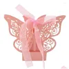 Envoltura de regalo 10/50/100 unids Cajas de mariposas Venta al por mayor Favores de dulces Embalaje con cintas para baby shower Boda Suministros de fiesta de cumpleaños Dh184